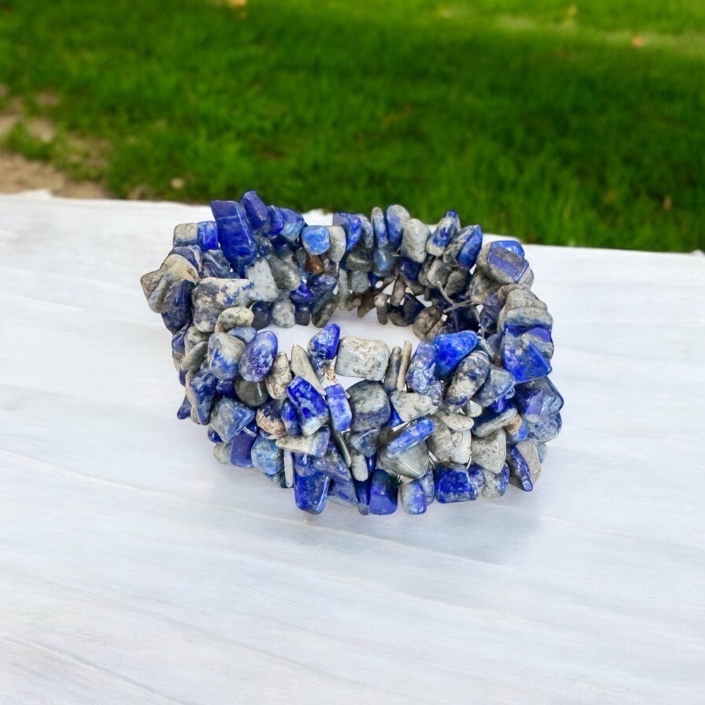 Natural Lapis Lazuli Stone Stretch Bracelet (75g)
